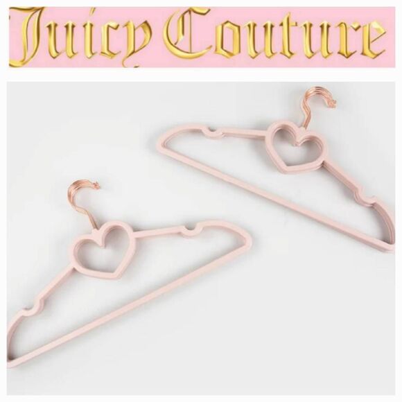 Juicy Couture Notched Shoulder Space Saving Heart Top Set of 10 Hangers- Pink - Picture 1 of 10
